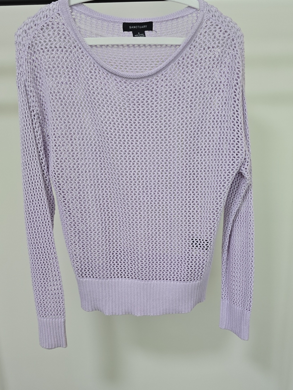 Sanctuary Lilac Open-Knit Scoop Neck Sweater